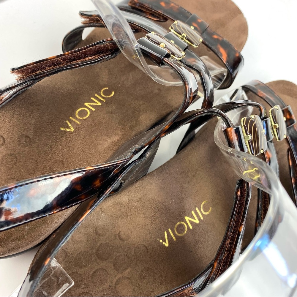 Vionic 44 Amber Beaded T Strap Tortoise Sandals - Picture 3 of 6